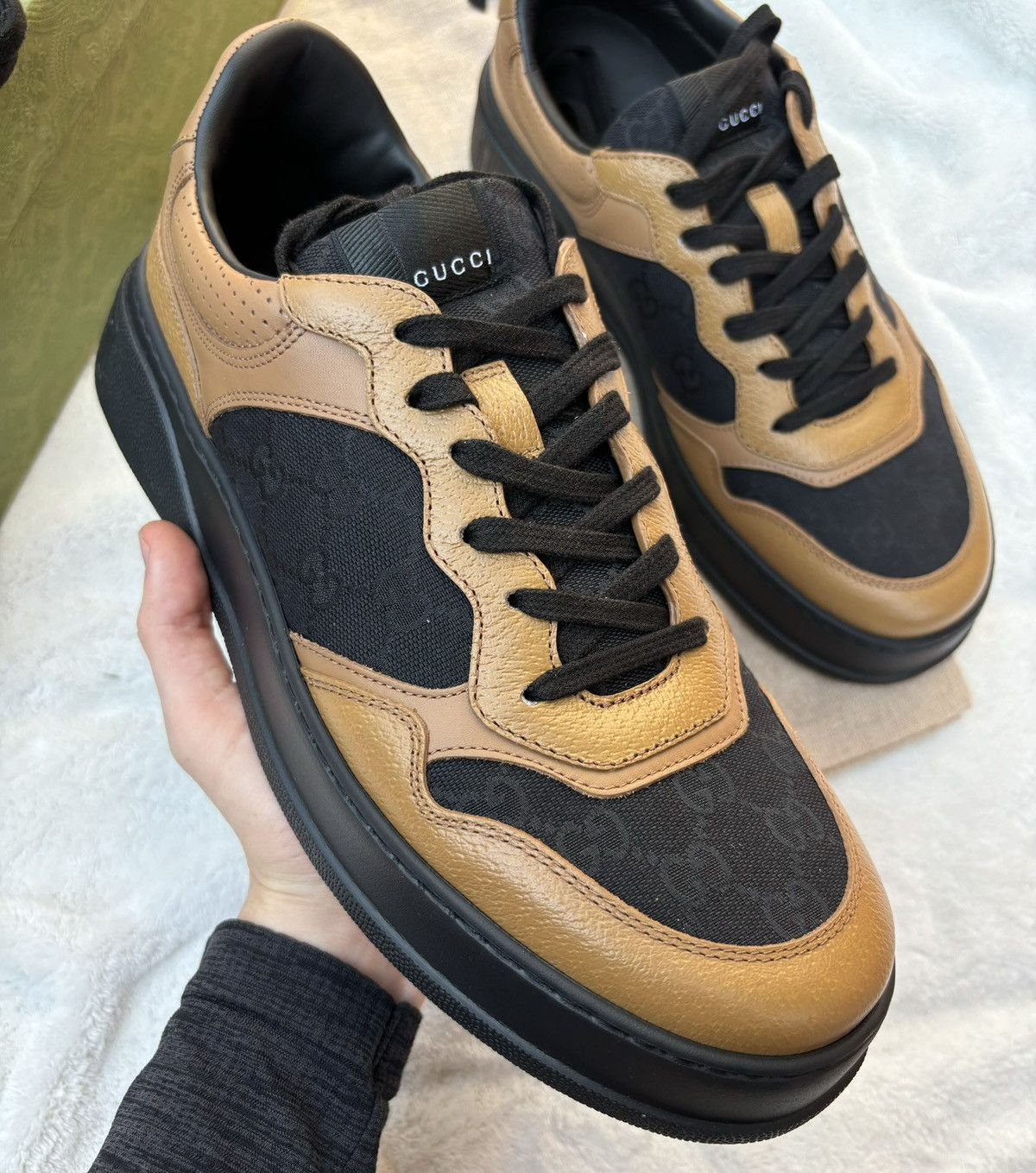 Gucci Gucci Camel/Black Monogram GG Sneaker Size US 12 / EU 45 - 3 Thumbnail