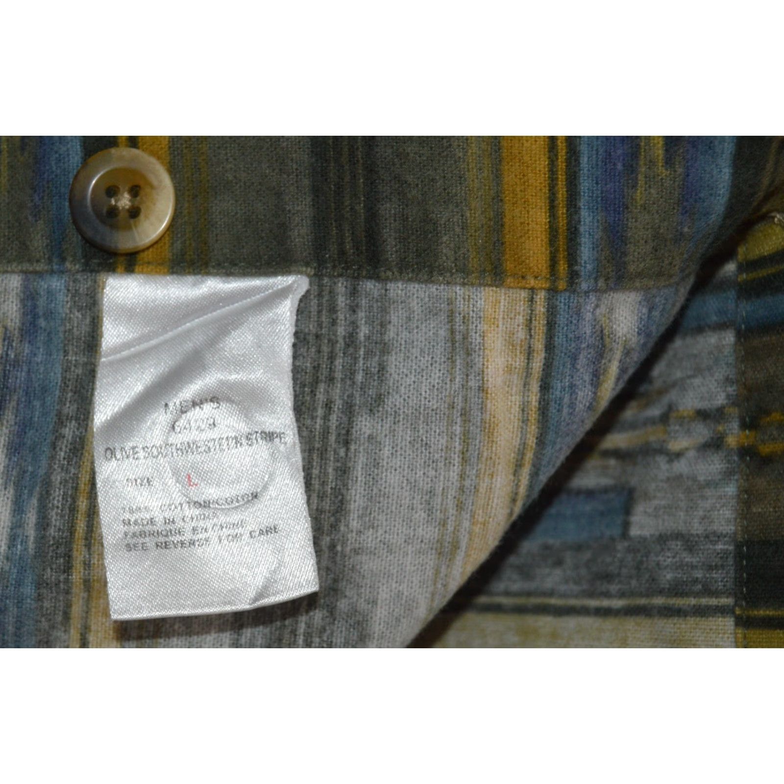 Vintage VINTAGE Woolrich Shirt Men LS Green Striped Western Flannel Button-Up - Size L Size US L / EU 52-54 / 3 - 5 Thumbnail