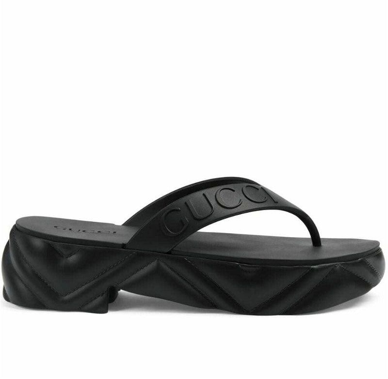 Gucci Logo Thong Rubber Platform Sandals SIZE 40