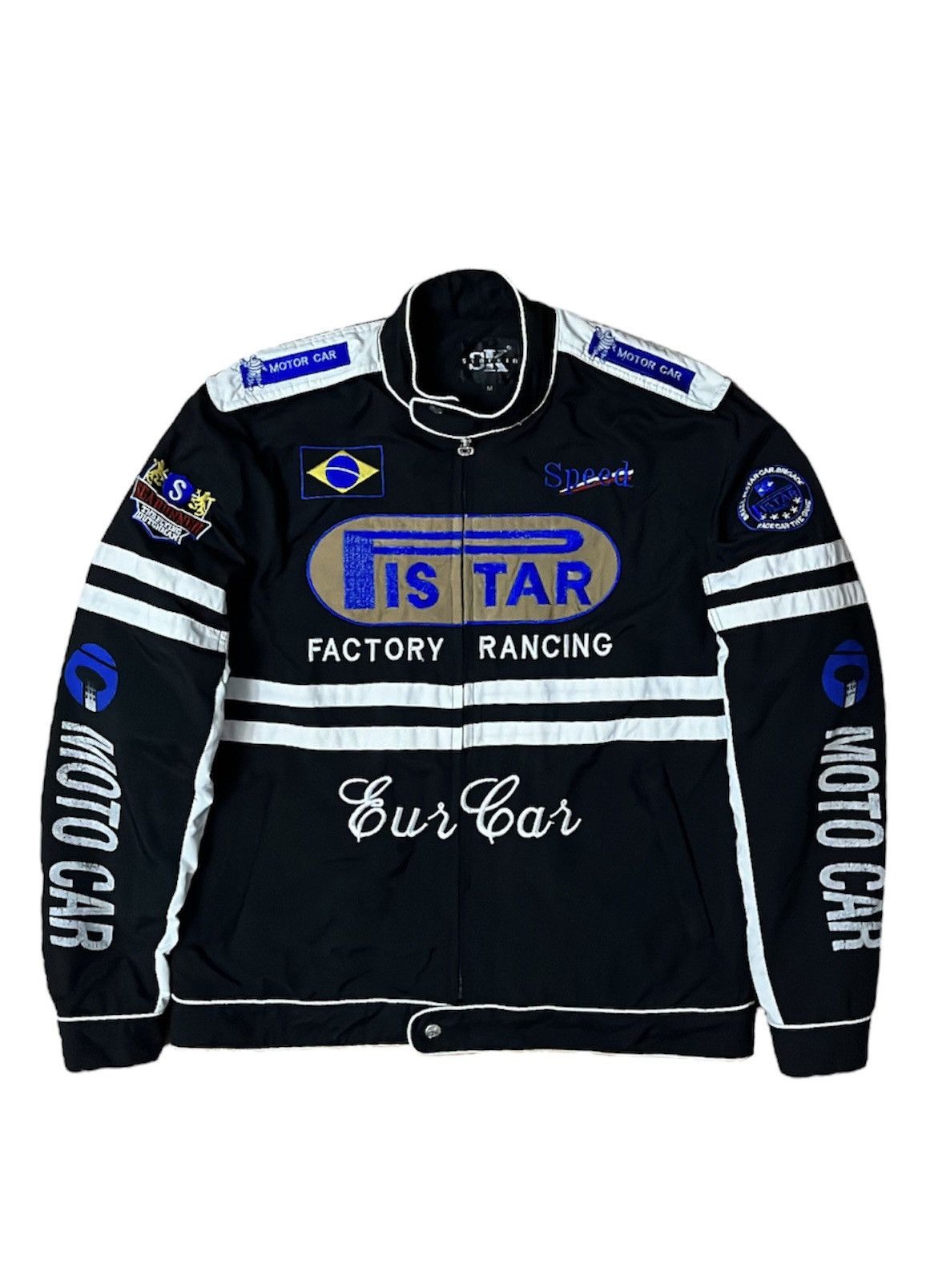VINTAGE Y2K PISTAE RALLY RACING JACKET BRAZIL PATCHES