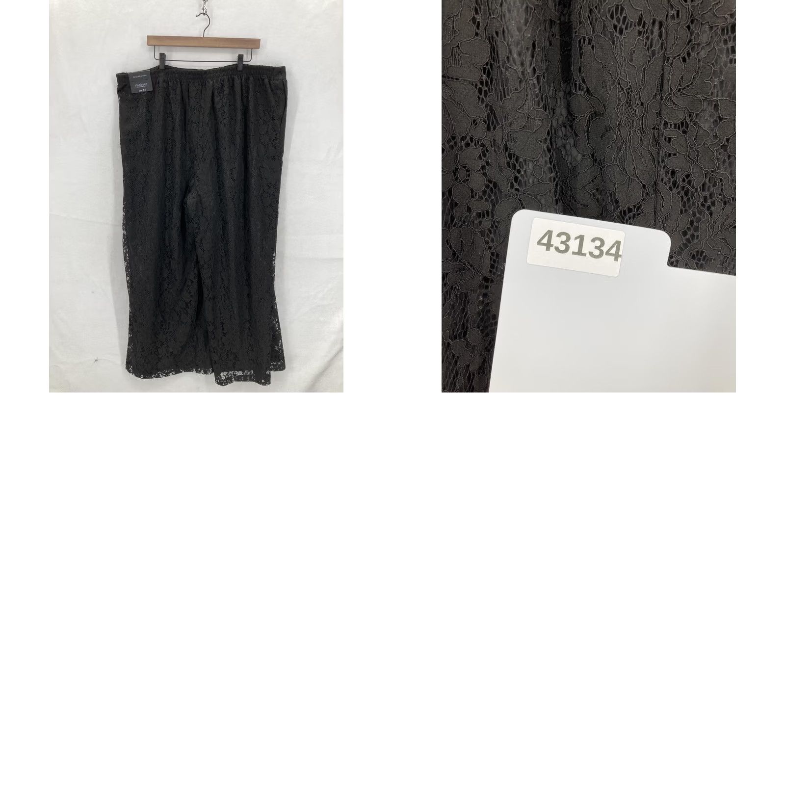 Jones New York Jones New York Pants Womens 3X Black Lace Wide Leg Lined Elastic Waist Career Size 40" / US 18 - 9 Thumbnail
