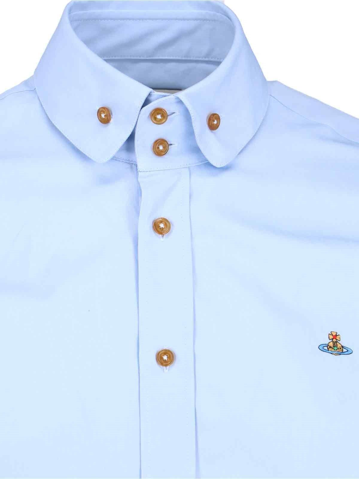 Vivienne Westwood o1y0525 Logo Solid Color Shirt in Blue Size US S / EU 44-46 / 1 - 2 Thumbnail