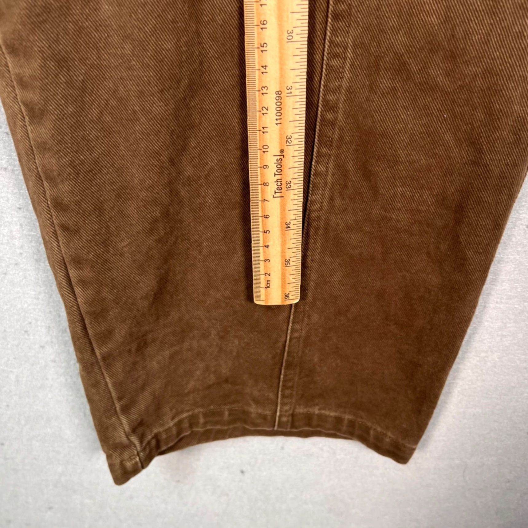 Vintage Yougu Womens Size Large Brown High-Waisted Wide Barrel Leg Pants 100% Cotton Vintage No Size 36" / US 14 / IT 50 - 7 Thumbnail