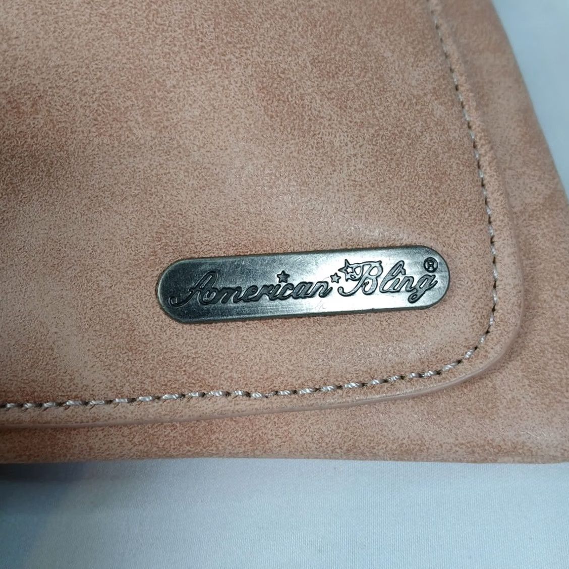 Vintage American Bling Western Crossbody Bag Taupe Faux Leather Studded Cell Phone Purse Small Women's Crossbody Size ONE SIZE - 3 Thumbnail