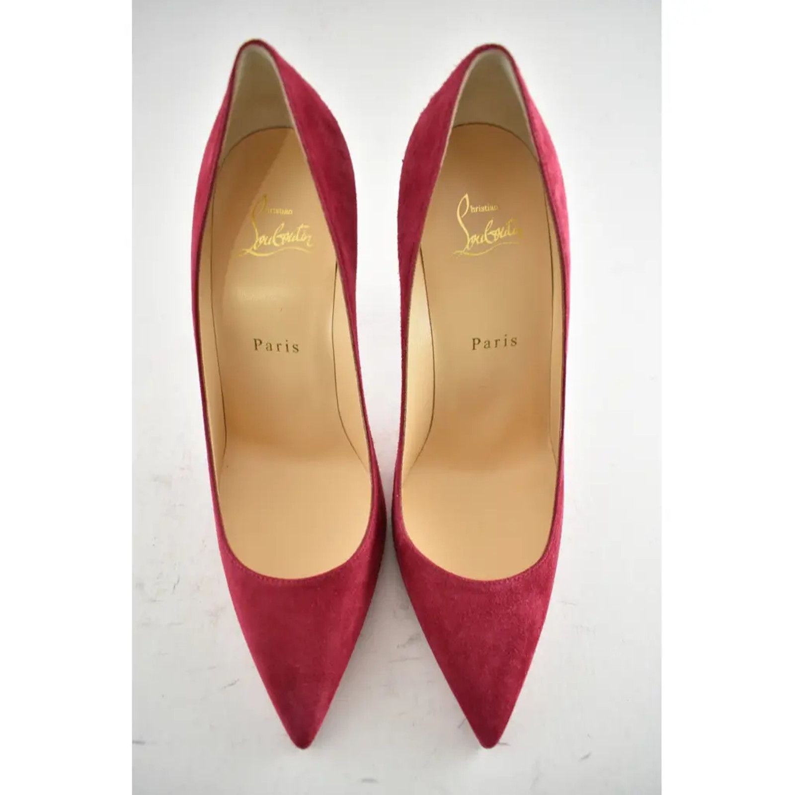 Christian Louboutin Kate 100 Persan Pink Raspberry Suede Pointed Heel Pump 41 Size US 11 / IT 41 - 7 Thumbnail