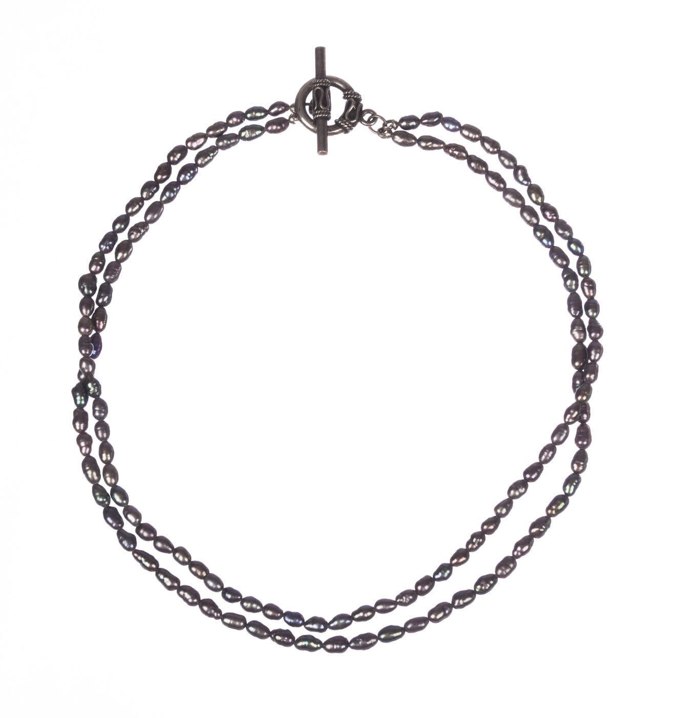 Designer Grey Freshwater Pearl Double Strand Necklace Size ONE SIZE - 1 Thumbnail