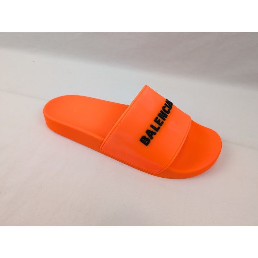 Balenciaga o1rshd1 Pool Smoth Fluo Rubber Logo Slides Flue Orange/Black Size US 12 / EU 45 - 2 Thumbnail