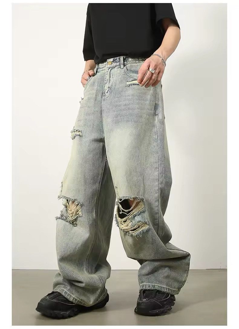 Japanese Brand × Jean Blue Ripped Jeans For Men Size US 31 - 2 Thumbnail