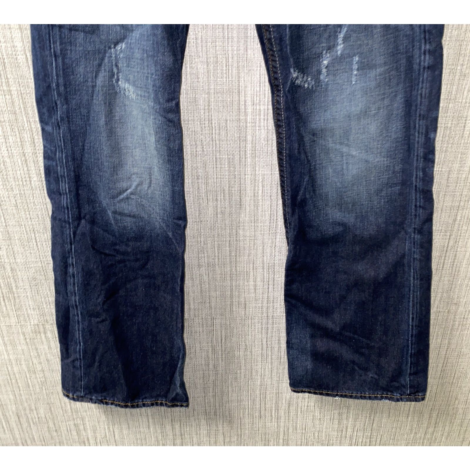 BKE BKE Denim Jeans Mens Carter Blue 31R X 31 Button Fly Distressed Size US 31 - 4 Thumbnail