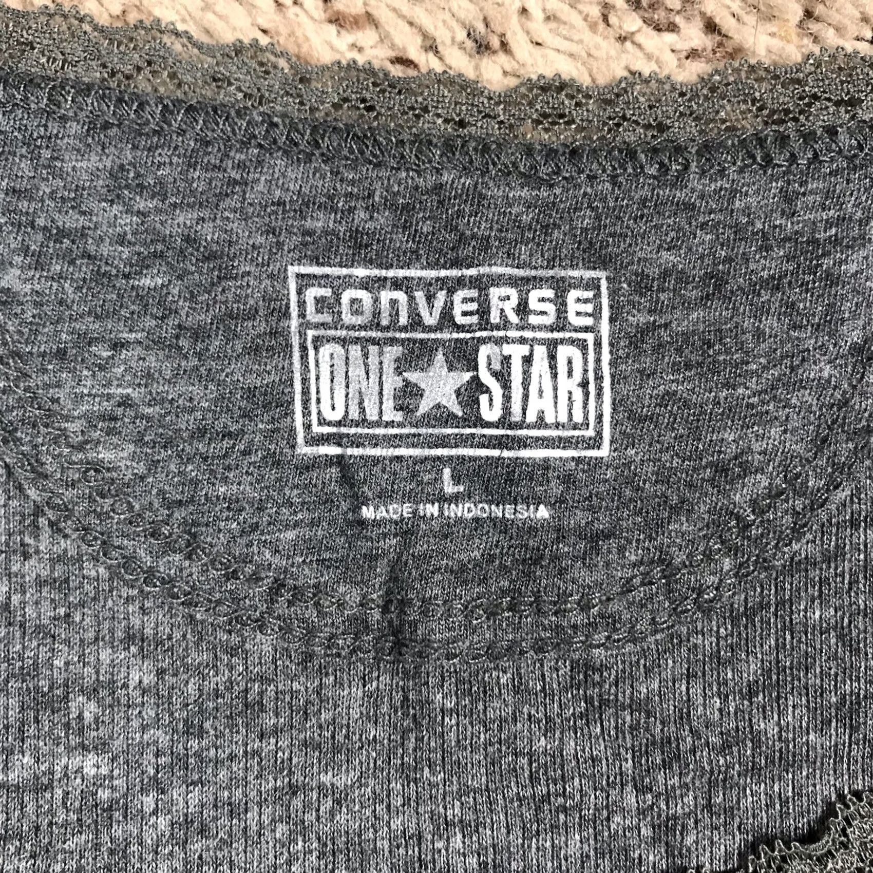 Converse Converse All Star Gray Tank Top Womens L Lace Trim Ribbed Flattering Fit Casual College Grunge School Classic Tagless Womens) Size L / US 10 / IT 46 - 2 Thumbnail