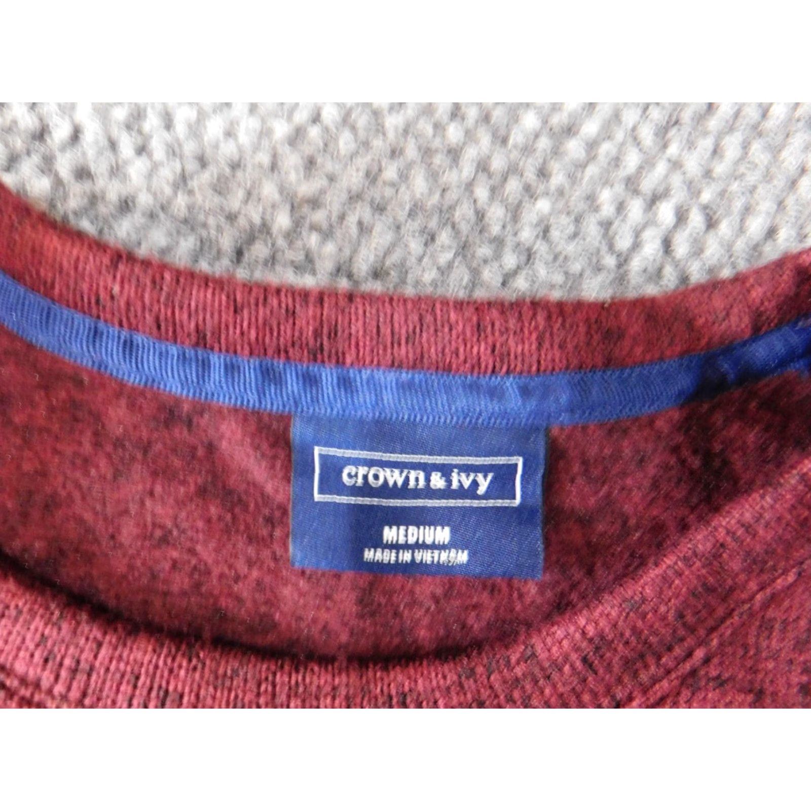 Vintage Crown & Ivy Mens Sweater Crew Neck Pullover Knit Red Long Sleeve Logo Solid Tight-Knit Regular M Winter Classic Size US M / EU 48-50 / 2 - 4 Thumbnail