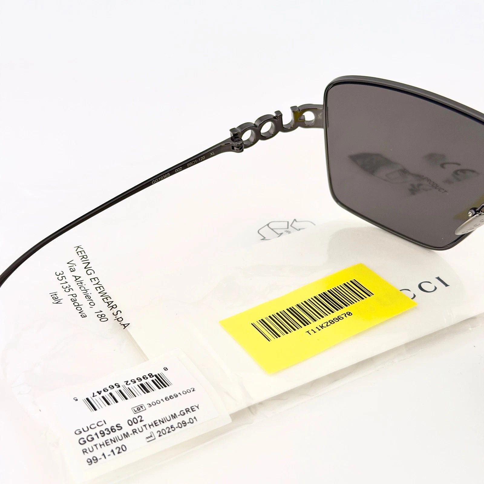 Gucci GUCCI 1936 Gg1936S Gray Black Logo Metal Mask Sunglasses 002 Size ONE SIZE - 6 Thumbnail