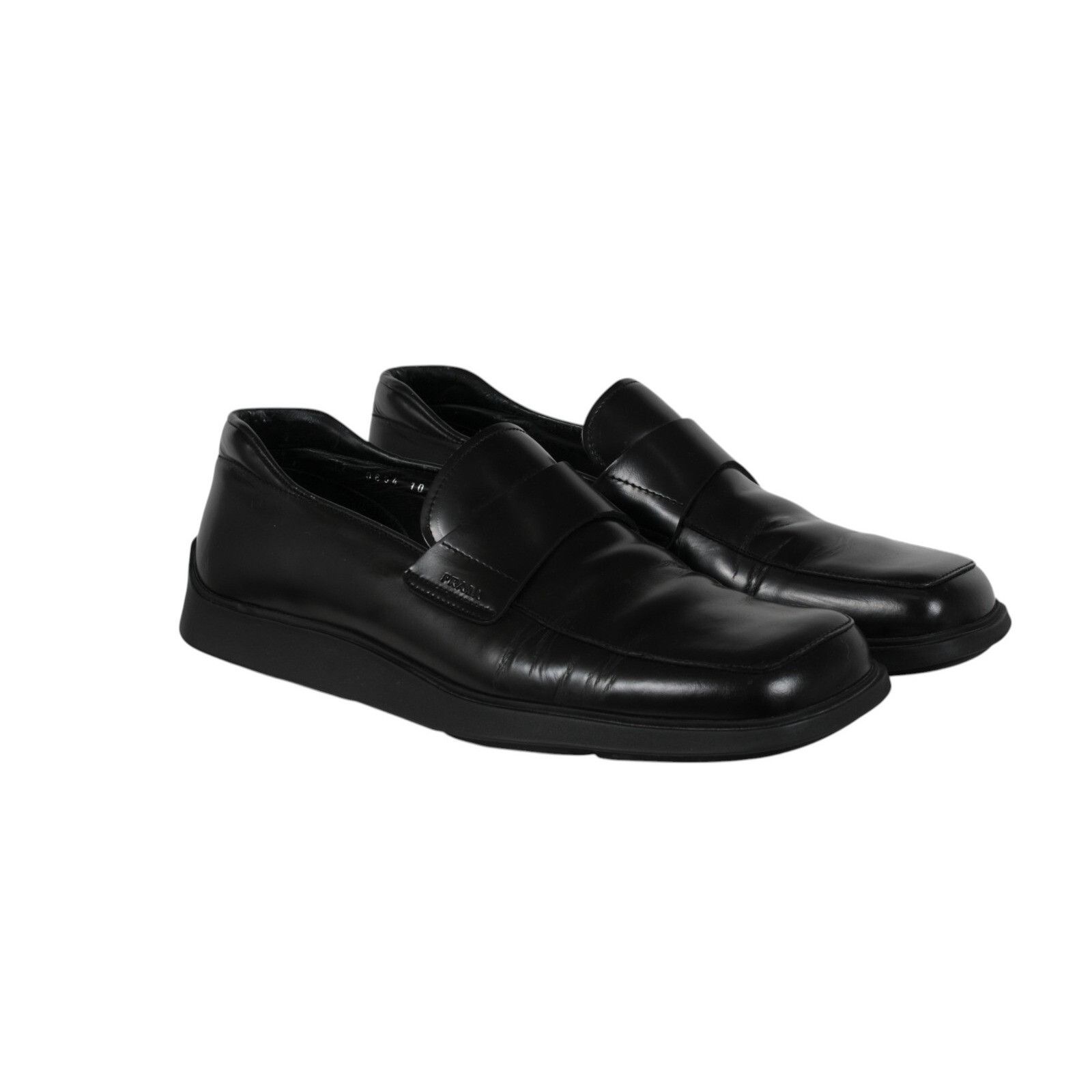 Prada Vtg 2000s Square Toe Loafers Black Leather - 02549 Size US 11 / EU 44 - 14 Thumbnail