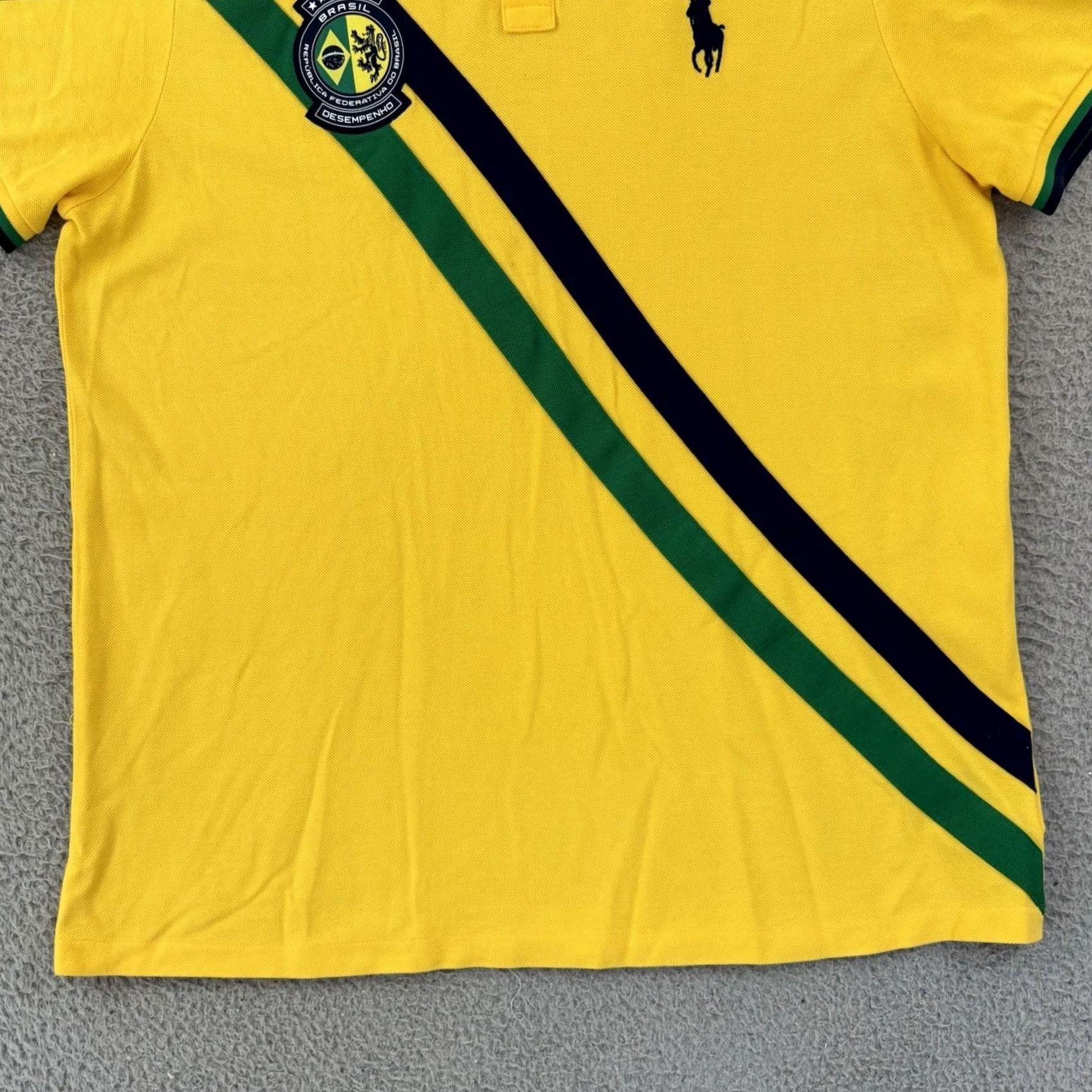 Polo Ralph Lauren VINTAGE Polo Ralph Lauren Brasil Shirt Mens XL Yellow Polo Custom Slim Fit Short Sleeve Size US XL / EU 56 / 4 - 2 Thumbnail