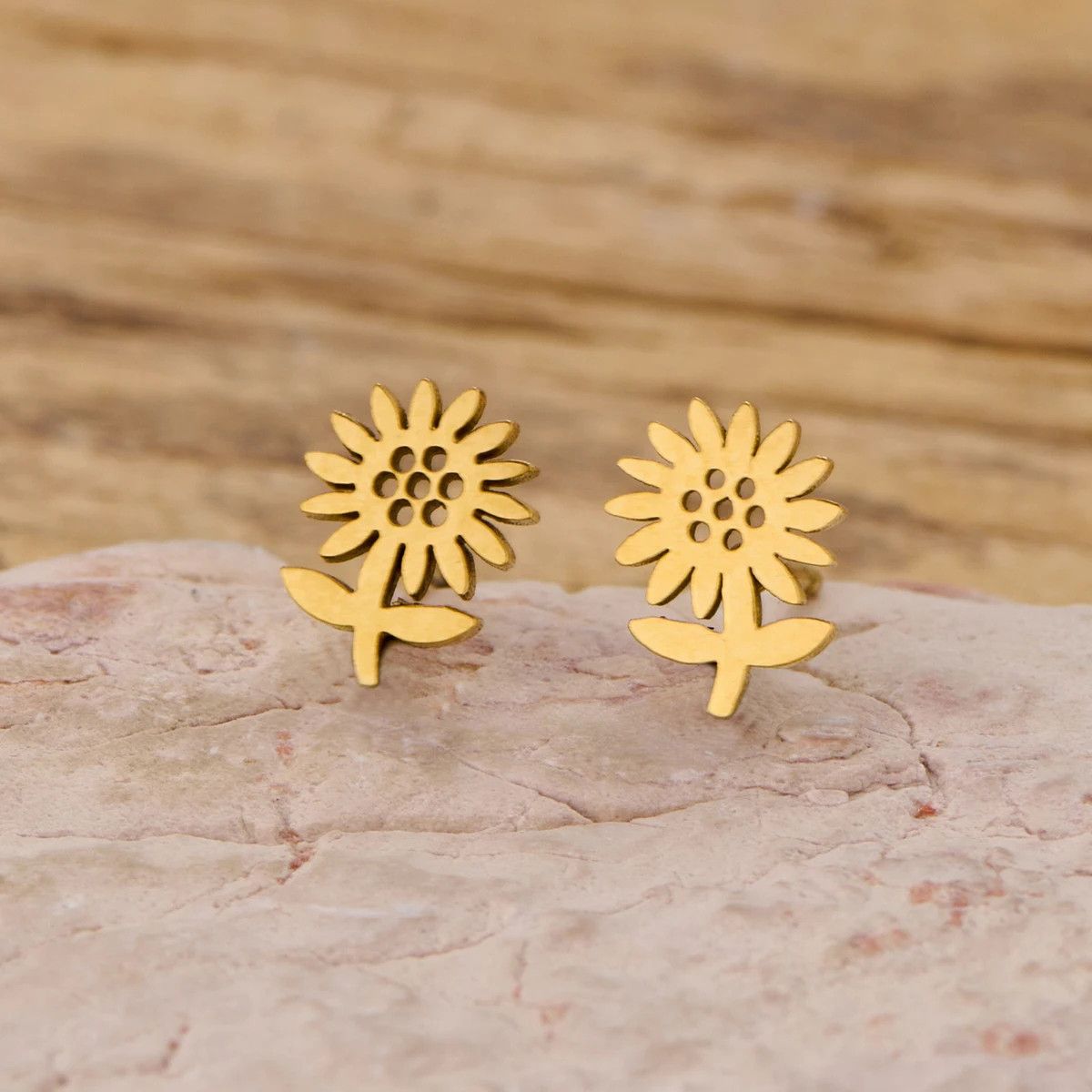 Jewelry Mini Sunflower Stud Earrings Charm Earring Gift Size ONE SIZE - 2 Thumbnail