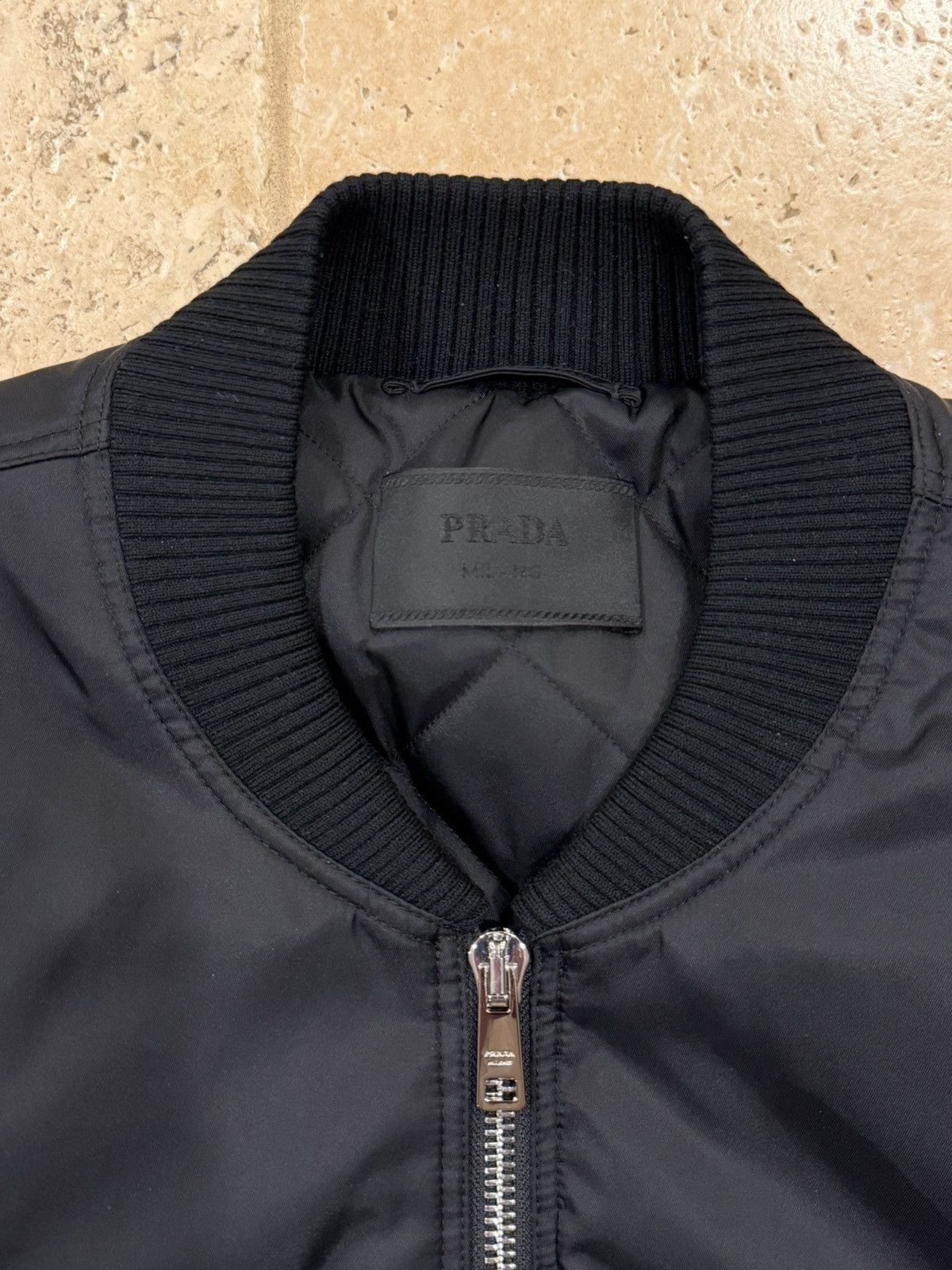 Prada Prada Re-Nylon Triangle Logo Black Bomber Jacket Size US M / EU 48-50 / 2 - 11 Thumbnail