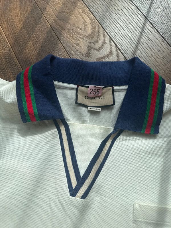 Gucci Gucci Ecru Web Collar Polo Shirt Size US XXL / EU 58 / 5 - 3 Thumbnail