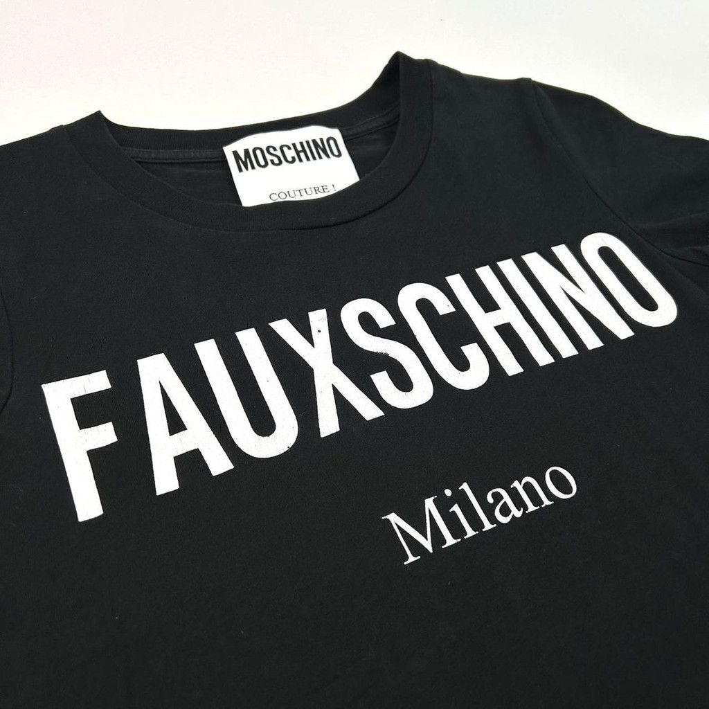 Moschino Moschino black tshirt, white 'FAUXSCHINO' Size S / US 4 / IT 40 - 2 Thumbnail