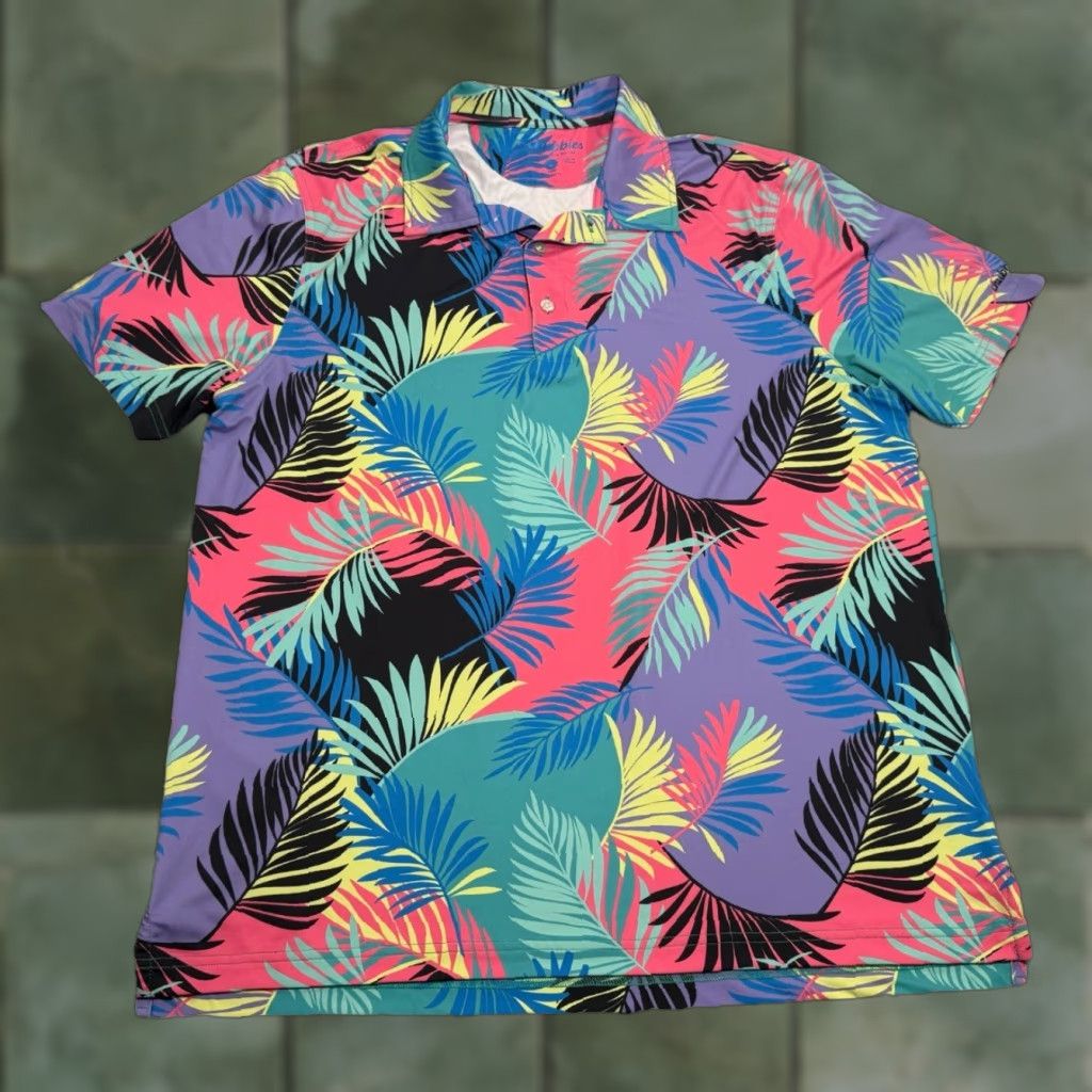 Chubbies Chubbies Polo Shirt Mens Large Multicolor Palm Tropical Leaf Stretch Golf EUC Size US L / EU 52-54 / 3 - 1 Thumbnail