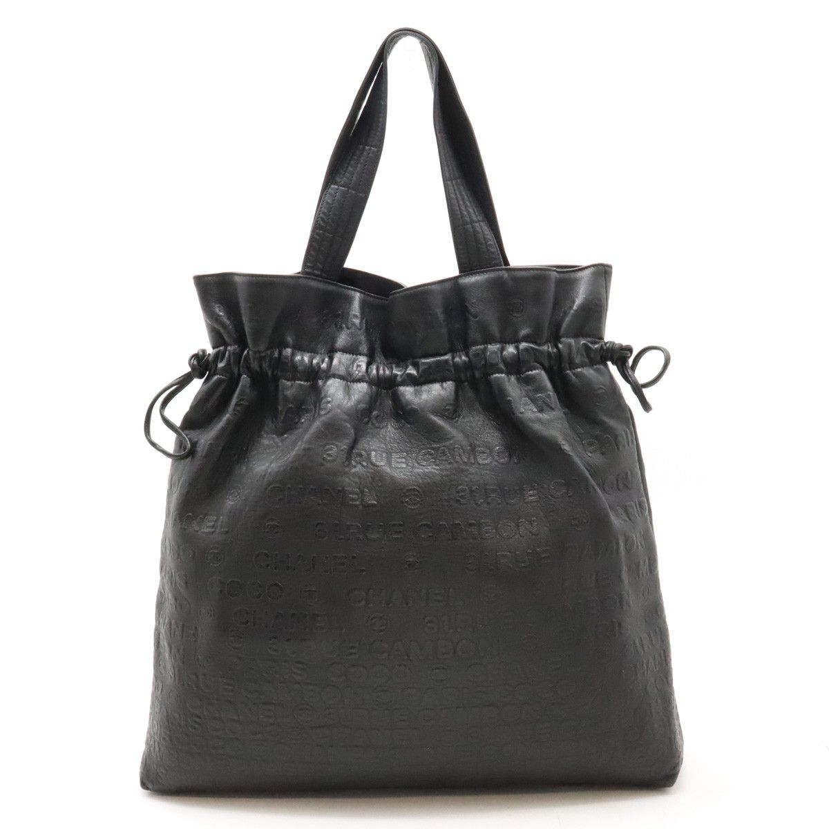 Chanel Chanel Leather Embossed Logo Tote Bag A46123 Leather Tote Bag A46123 in Very Good Condition