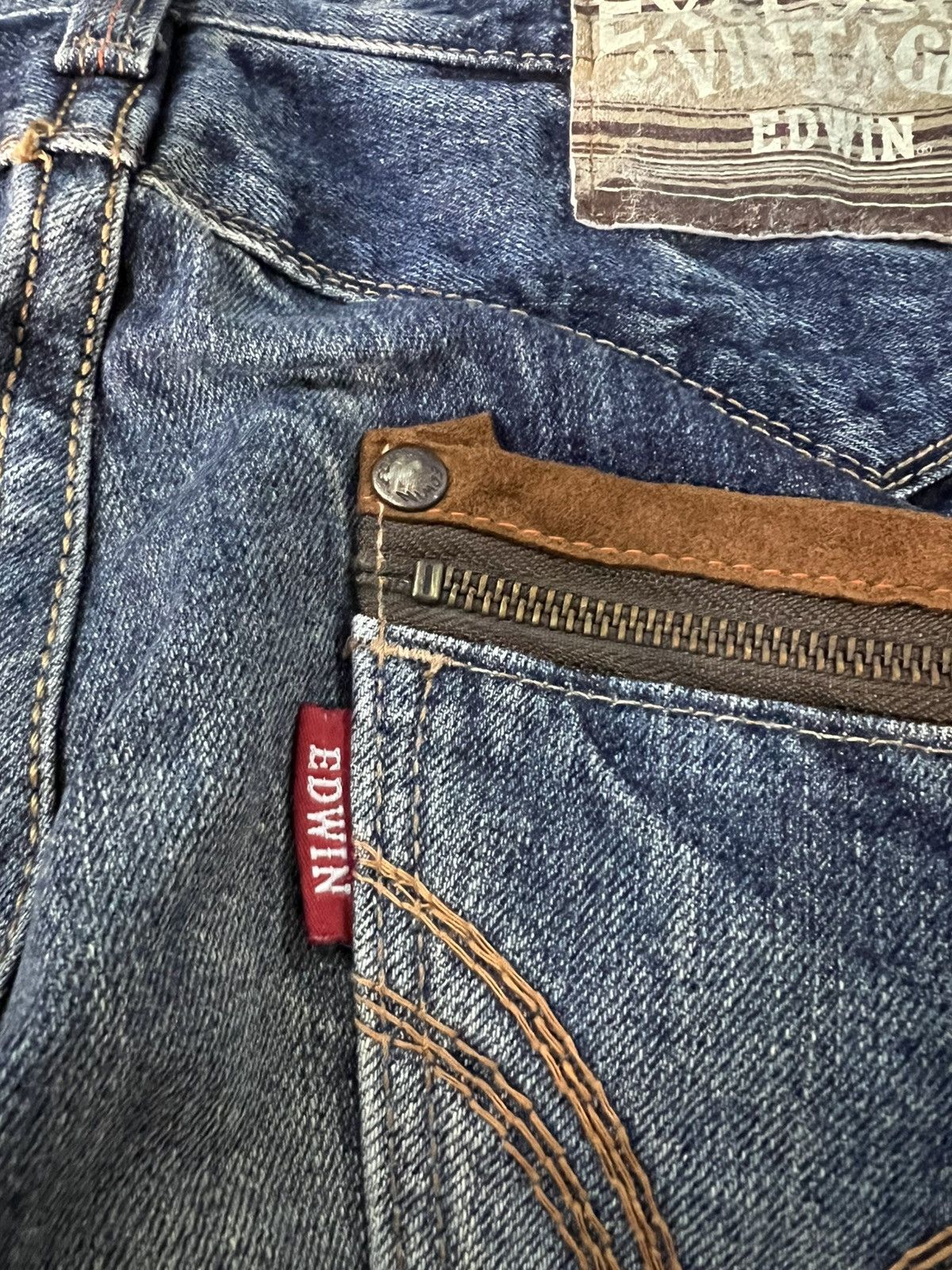 Edwin × If Six Was Nine × Le Grande Bleu (L.G.B.) EDWIN EXCLUSIVE VINTAGE BLUE DENIM NICE DESIGN VERY RARE Size US 33 - 18 Thumbnail