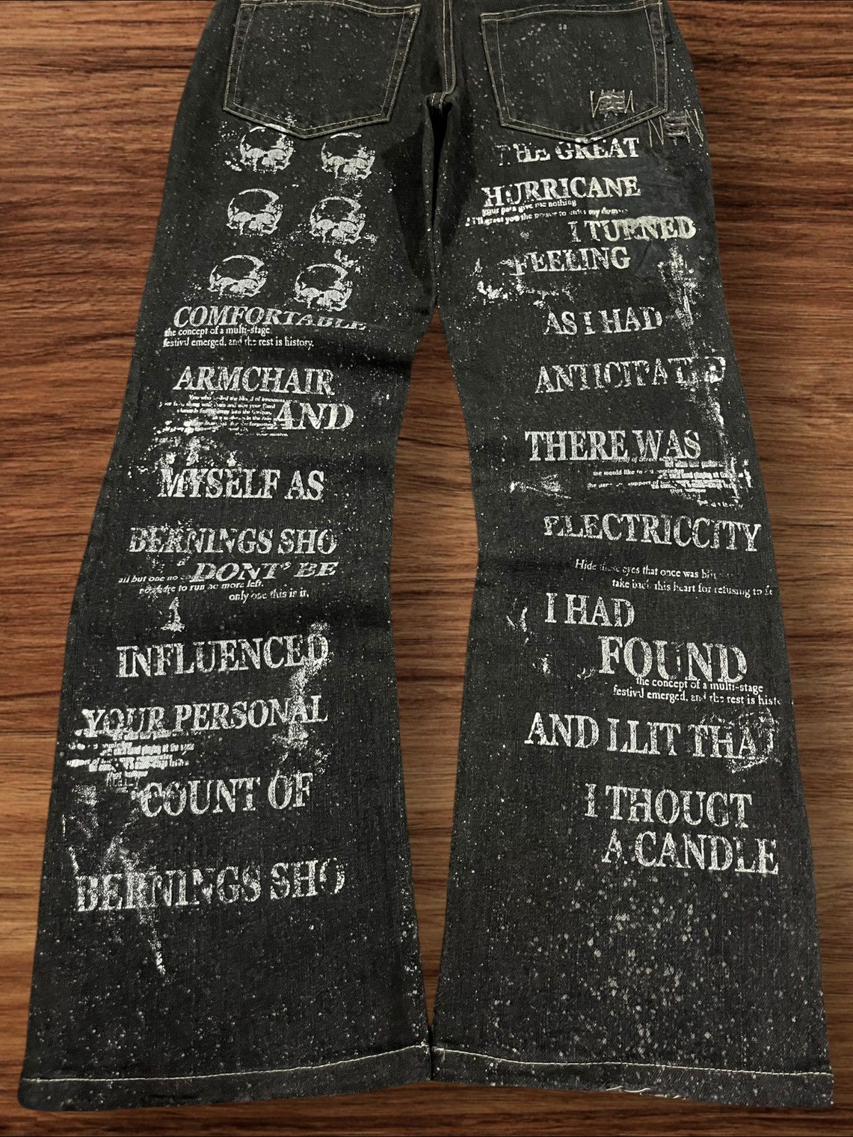 If Six Was Nine Vintage Japan Bernings Sho Skeleton Astronomical Flare Jeans Size US 28 / EU 44 - 11 Thumbnail