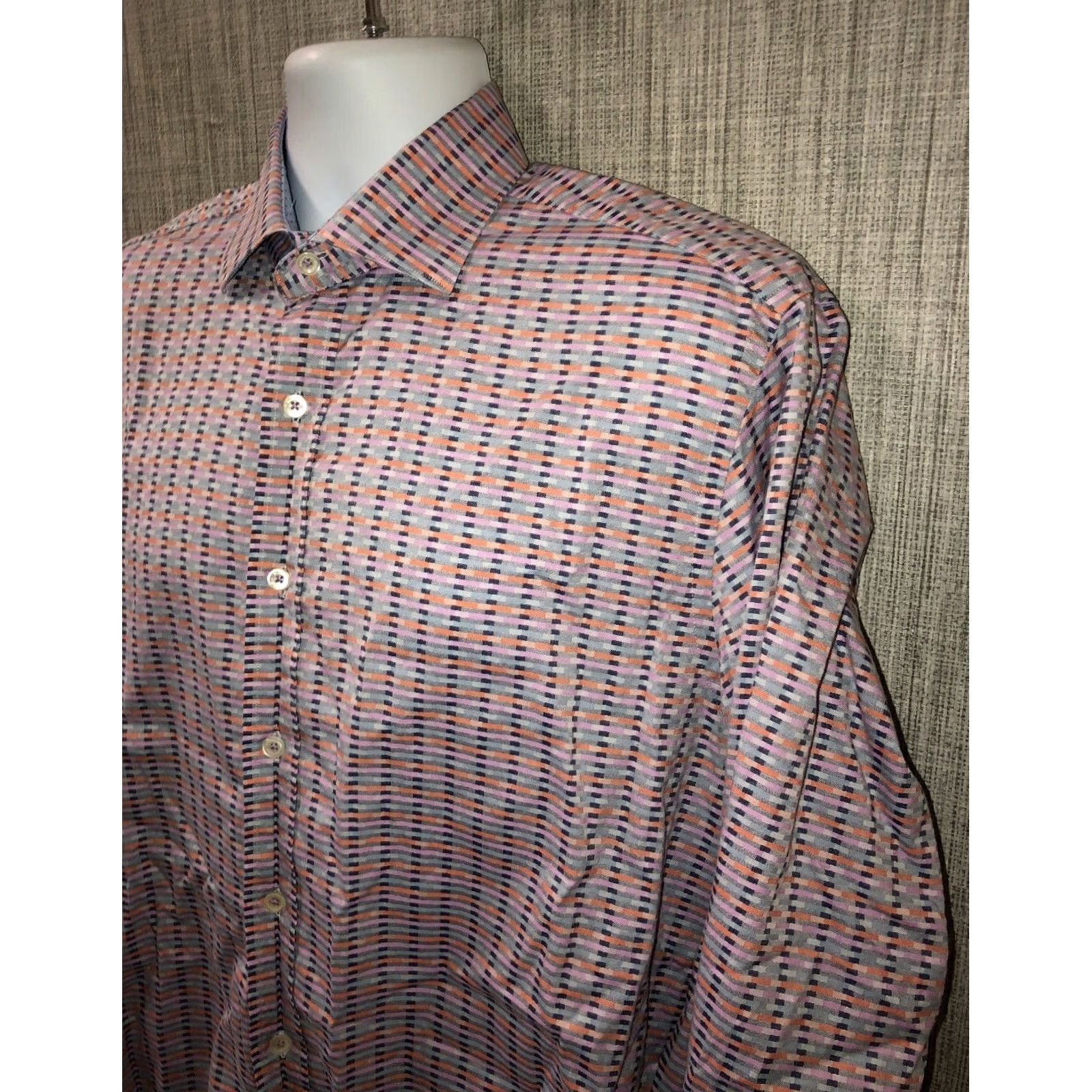 BUGATCHI Bugatchi Uomo Shirt Long Sleeve Button Front Shaped Fit L Multicolor Mens Size US L / EU 52-54 / 3 - 2 Thumbnail