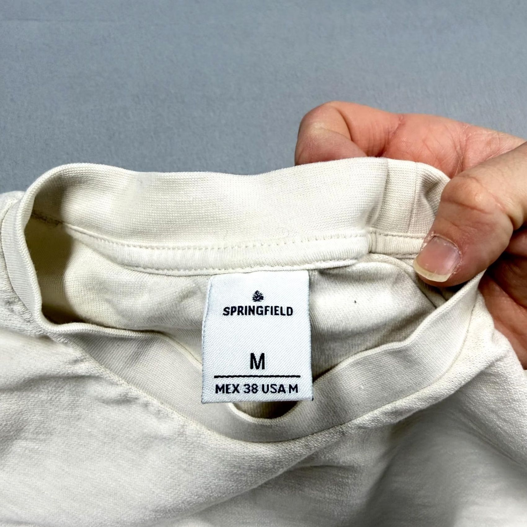 Springfield Springfield Shirt Mens M White Short Sleeve Crew Neck Solid Cotton Basic Tee Size US M / EU 48-50 / 2 - 2 Thumbnail