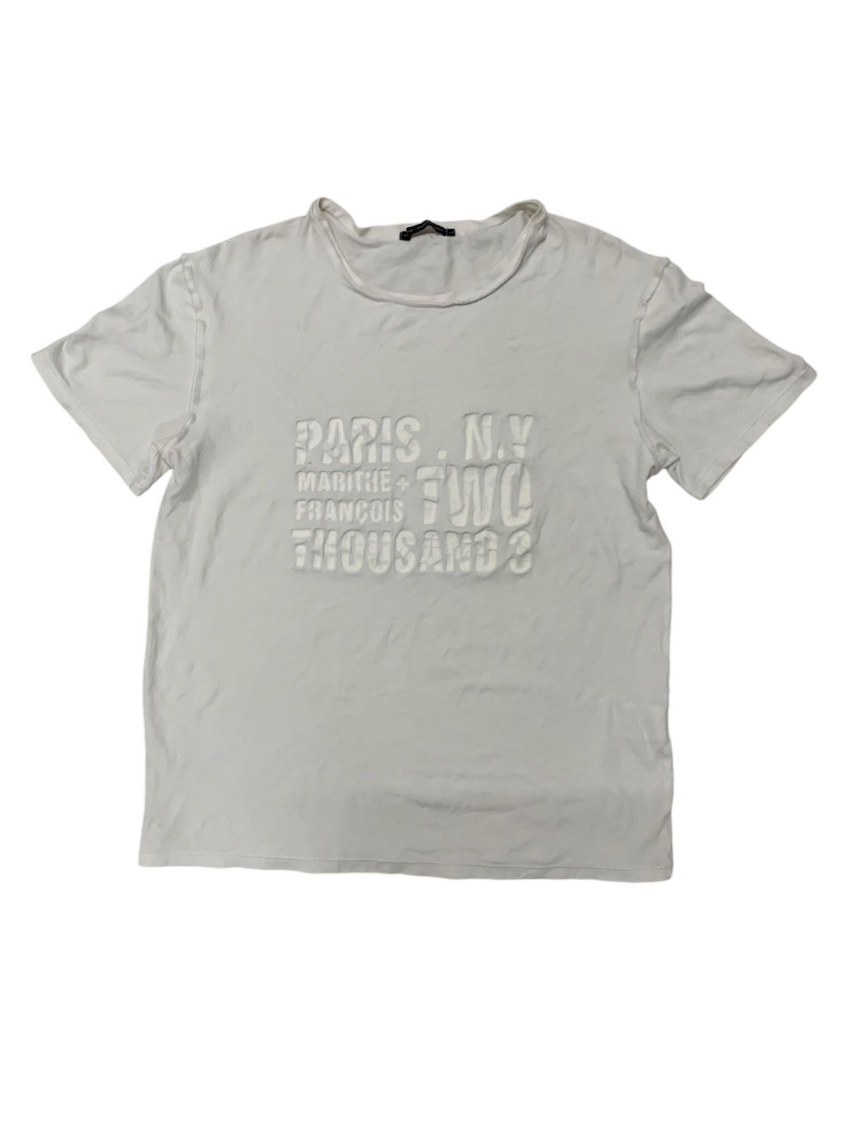 Designer × Marithe + Francois Girbaud Mfg spell out white t-shirt Size US L / EU 52-54 / 3 - 1 Thumbnail