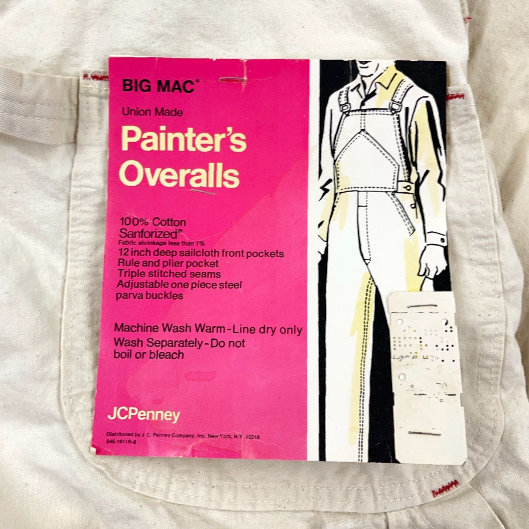 Vintage VINTAGE Big Mac Workwear Overalls Men 38x28 Cotton 1970s Beige White Sanforized Size US 38 / EU 54 - 4 Thumbnail