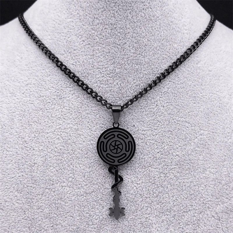 Jewelry Hekate Wheel Snake Key Strophalos of Hecate Pendant Necklace Size ONE SIZE - 3 Thumbnail
