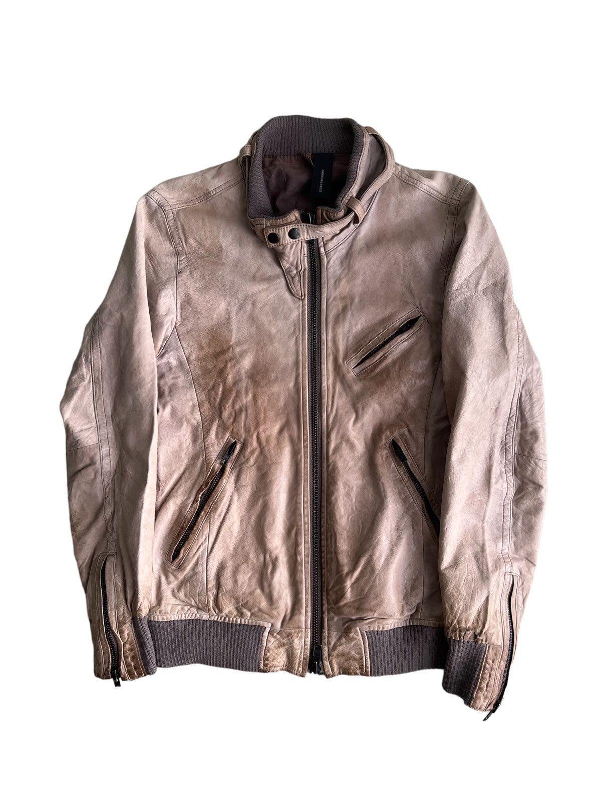 American Rag Beauty Patina Fade Sheep Leather Bondage Zipper Biker Jacket Size US S / EU 44-46 / 1 - 2 Thumbnail