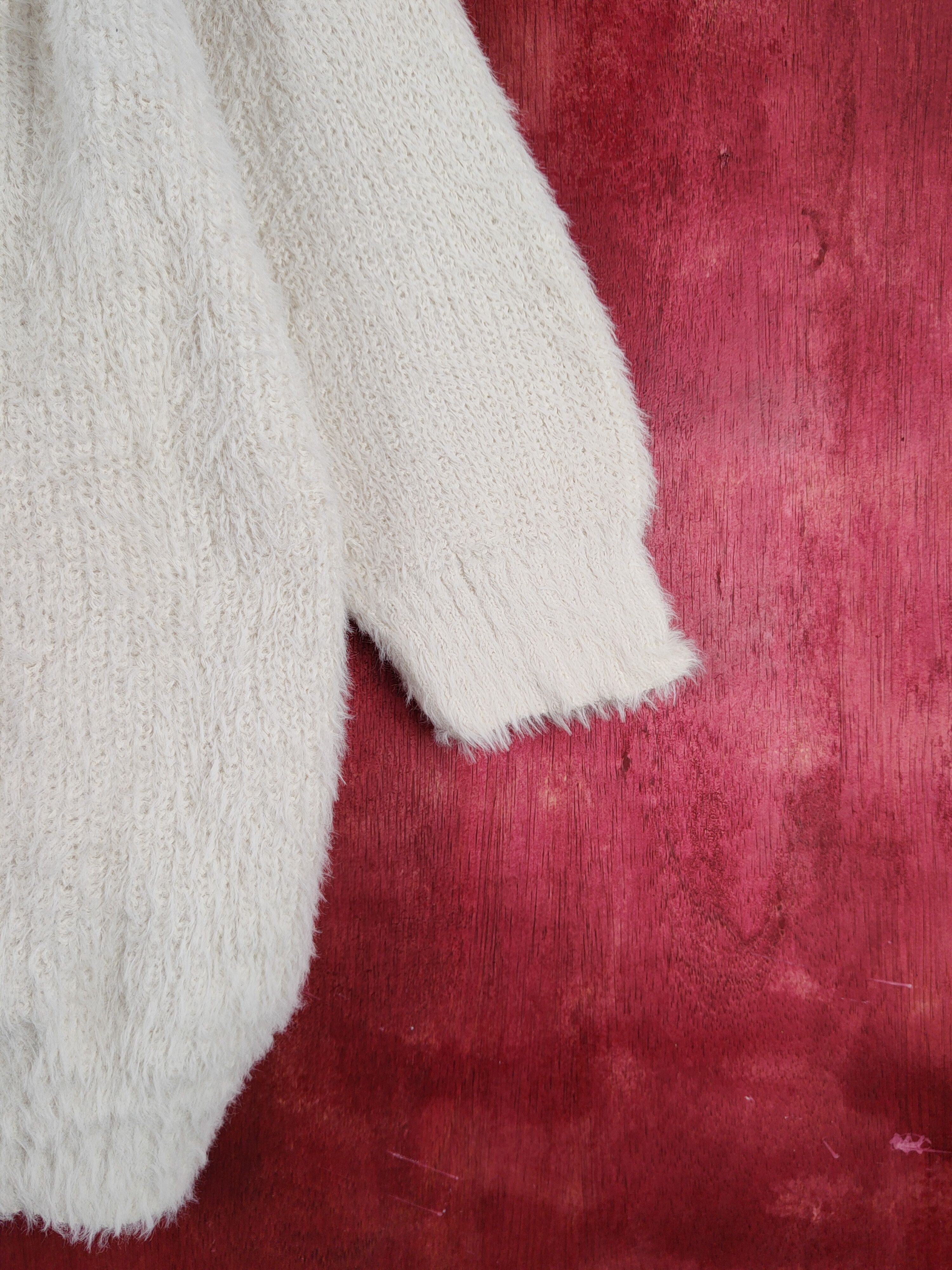 GU GU Ivory Shag Shaggy Fur Mohair Knitwear #S2003 Size L / US 10 / IT 46 - 6 Thumbnail