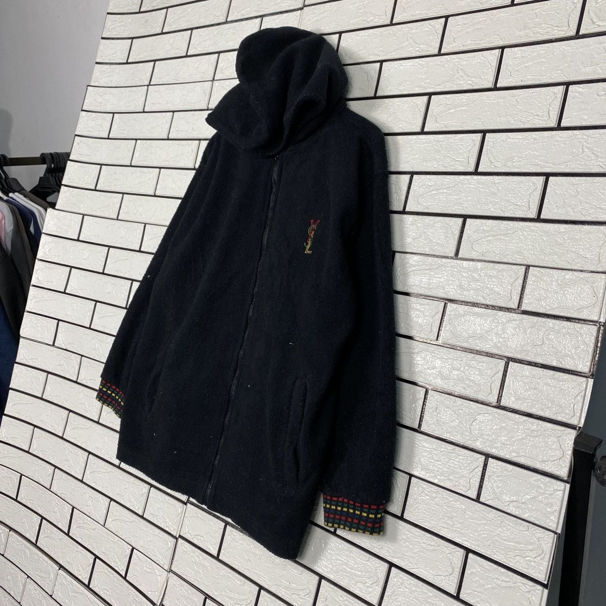 Yves Saint Laurent 📌Vintage Zipper Sweater Hoodie Yves Saint Laurent Big Logo Size US L / EU 52-54 / 3 - 3 Thumbnail