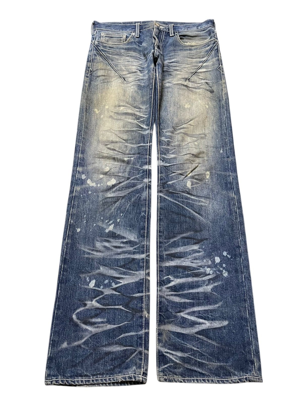 If Six Was Nine Vintage Japanese Brand Claw Mark Wash Style Jeans Size US 32 / EU 48 - 1 Thumbnail