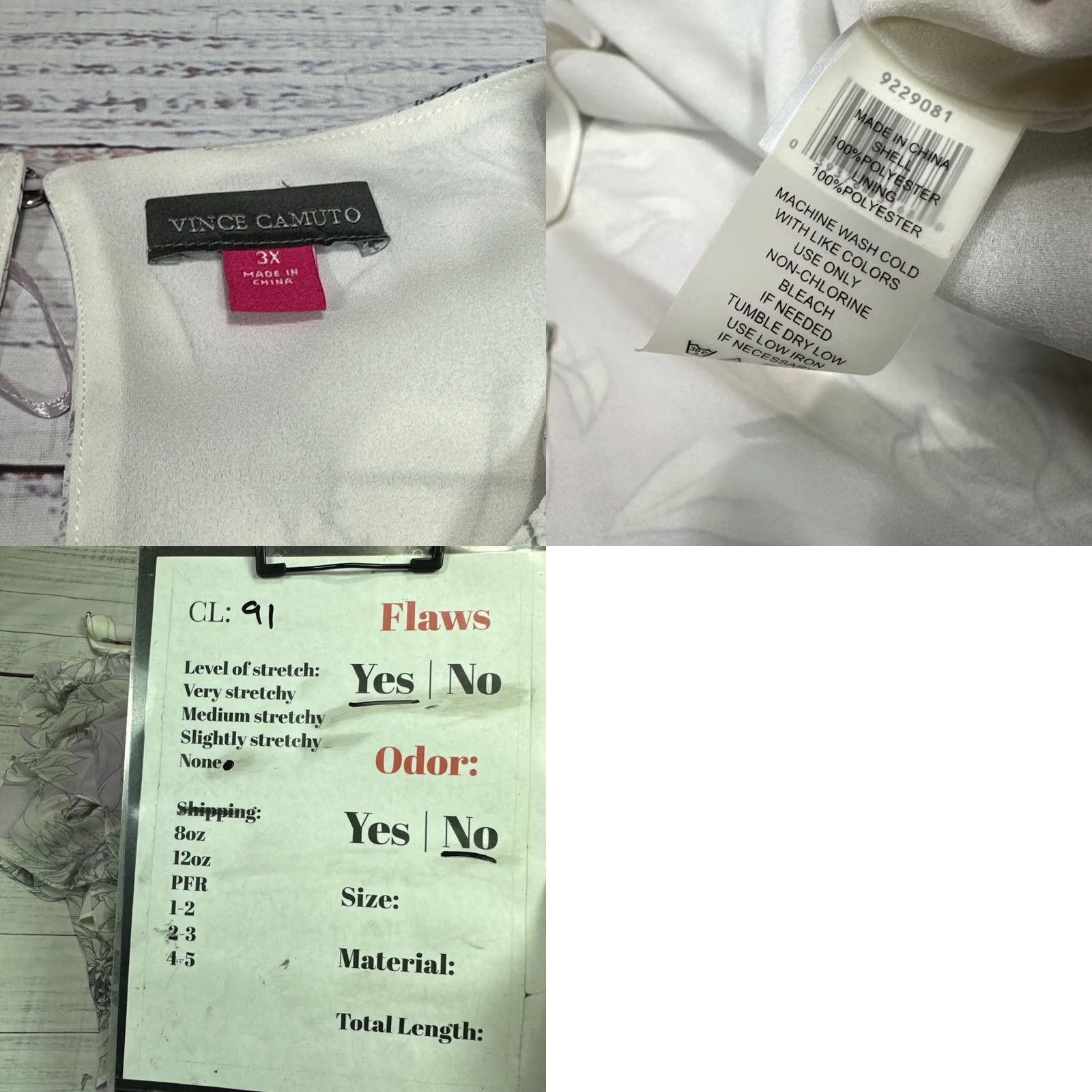 Vince Camuto Vince Camuto Womens Blouse 3X Lilac/White Long Ruffled Sleeve Floral Keyhole Size XXL / US 16-18 / IT 52-54 - 8 Thumbnail
