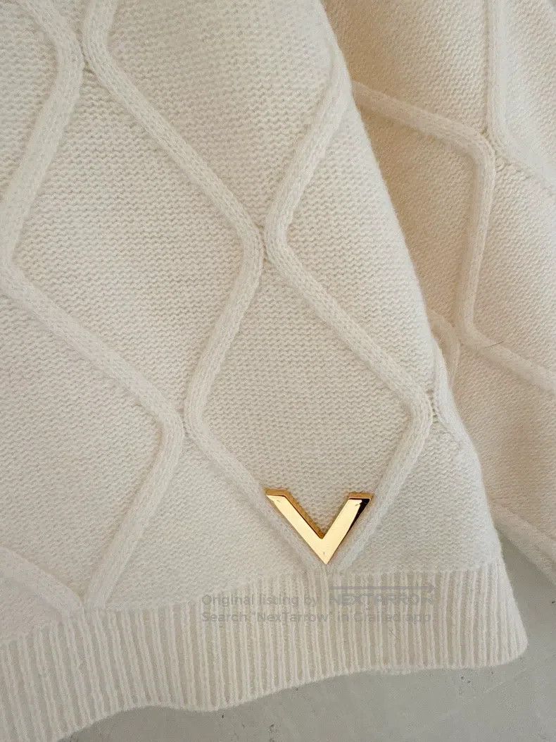 Valentino Valentino White diamond checkered sheep wool knitted sweat Size XS / US 0-2 / IT 36-38 - 4 Thumbnail