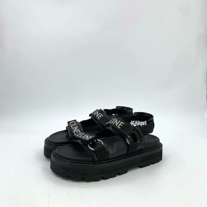 Celine Celine Black Round Toe Velcro Casual Sandals Size US 8 / EU 41 - 1 Thumbnail