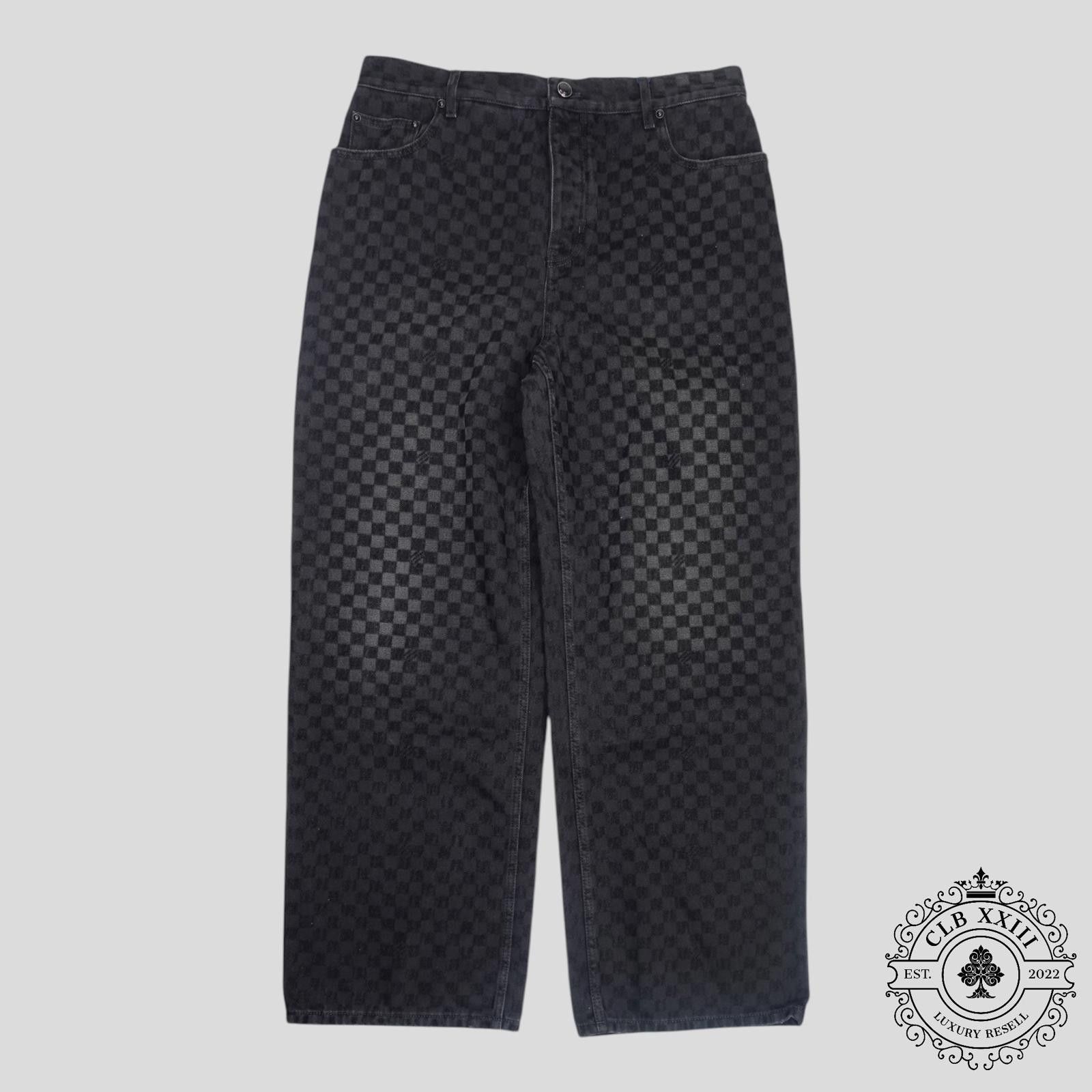 Louis Vuitton Louis Vuitton Damier Ultrablack Flocked Wide Leg Denim Pants Size US 36 / EU 52 - 1 Thumbnail