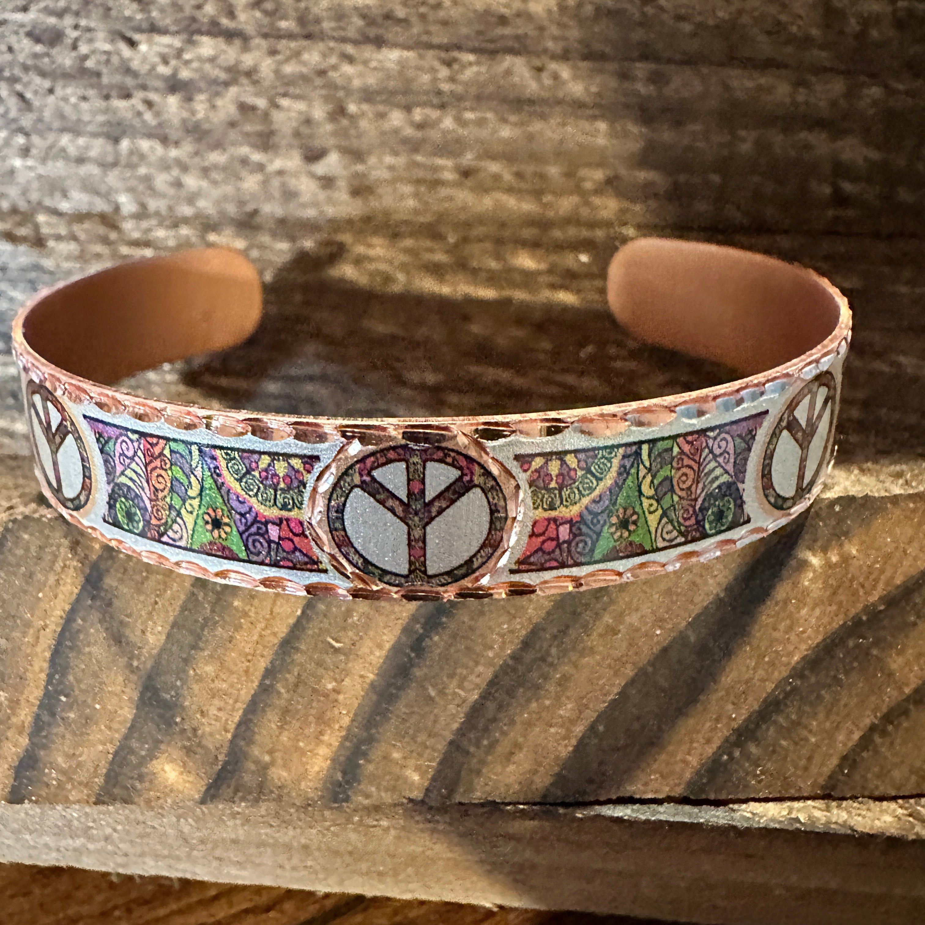 Other Handmade Boho Copper Narrow Cuff Bracelet, Diamond Cut Hippi Size ONE SIZE - 8 Thumbnail