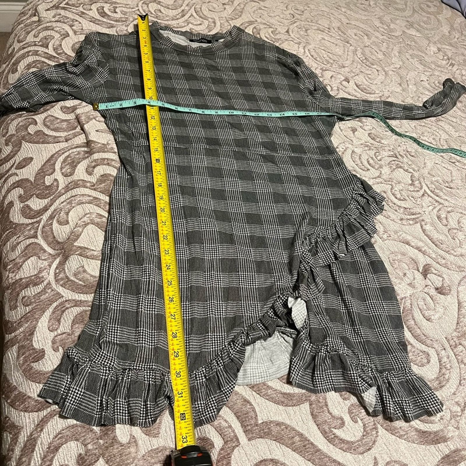 Boohoo Boohoo Grey/Black Checkered Dress Size 12 Size XL / US 12-14 / IT 48-50 - 8 Thumbnail
