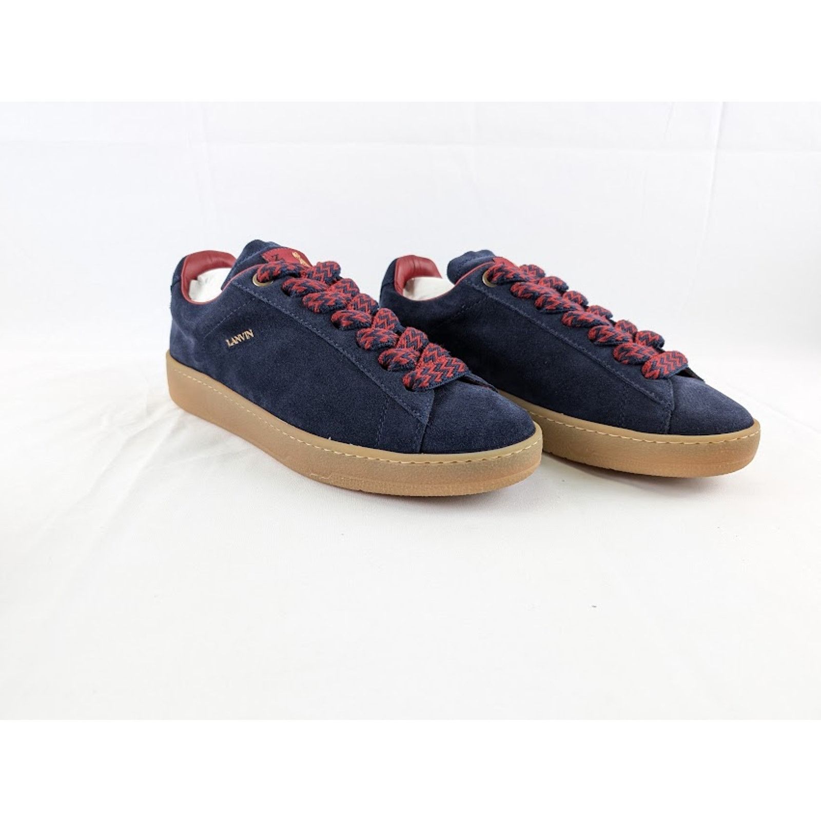 Lanvin o1rshd1 Lite Curb Low Top Sneakers in Navy Blue/Red Size US 7 / EU 40 - 1 Thumbnail