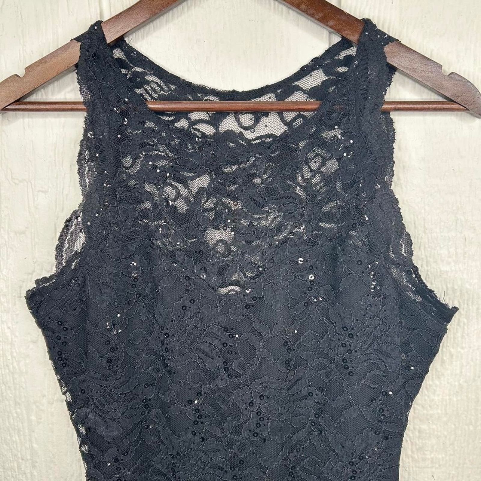 Boston Proper Vintage 90’s Black Sparkly Laced Halter Going Out Top Small Size S / US 4 / IT 40 - 4 Thumbnail