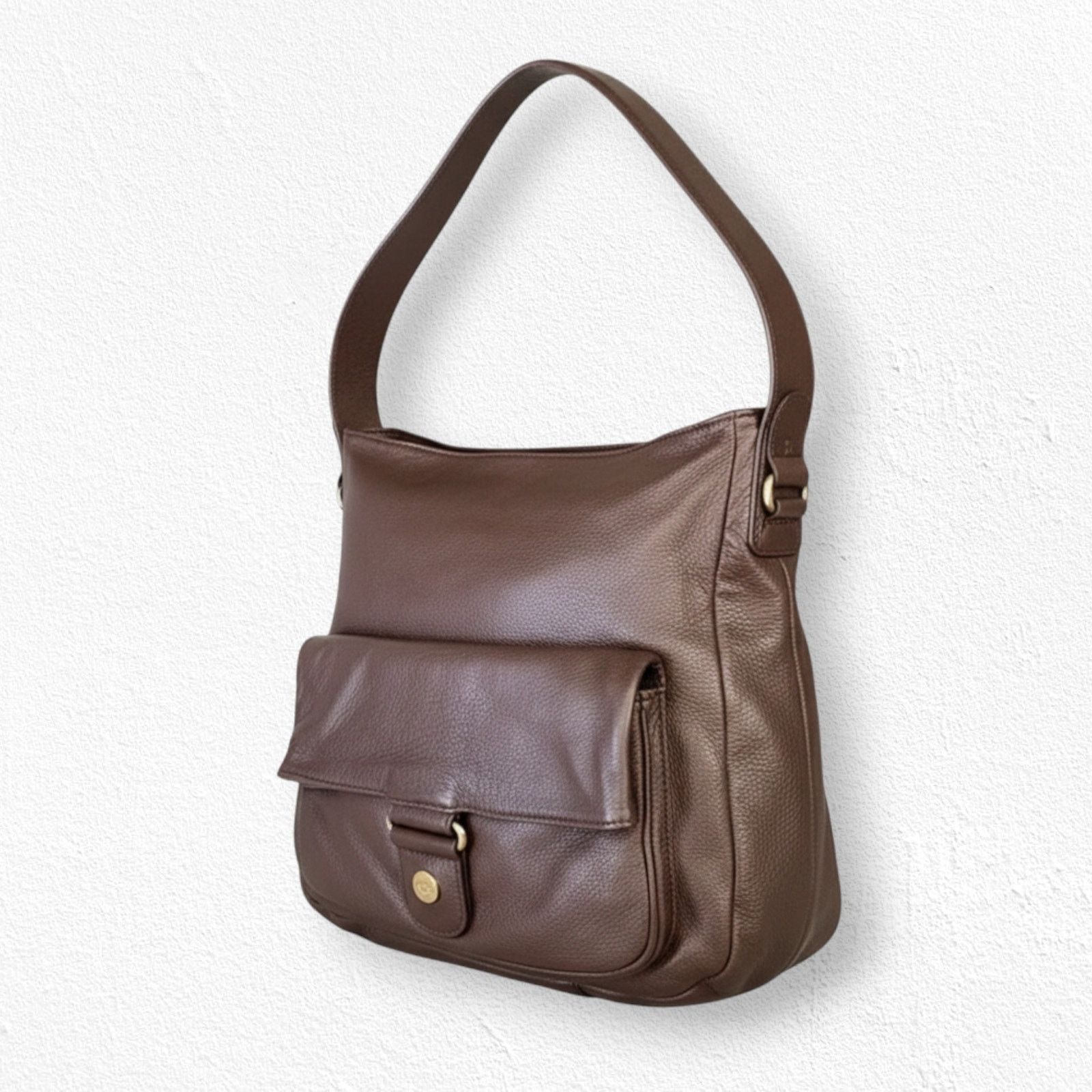 Ugg Y2K UGG Pebbled Leather Chocolate Brown Slouchy Tote Size ONE SIZE - 1 Thumbnail