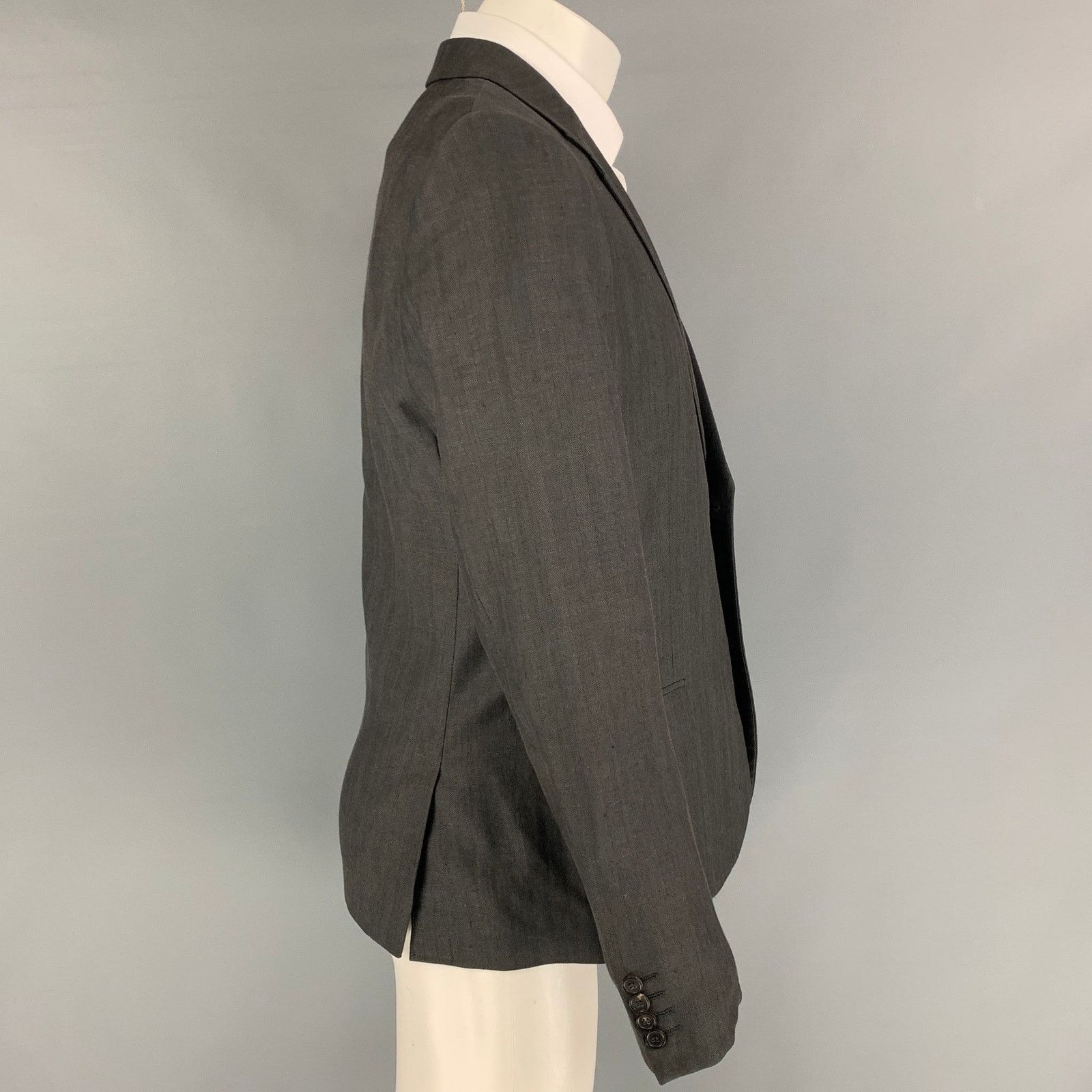 Calvin Klein Size 38 Charcoal Wool Linen Sport Coat Size 38R - 2 Thumbnail