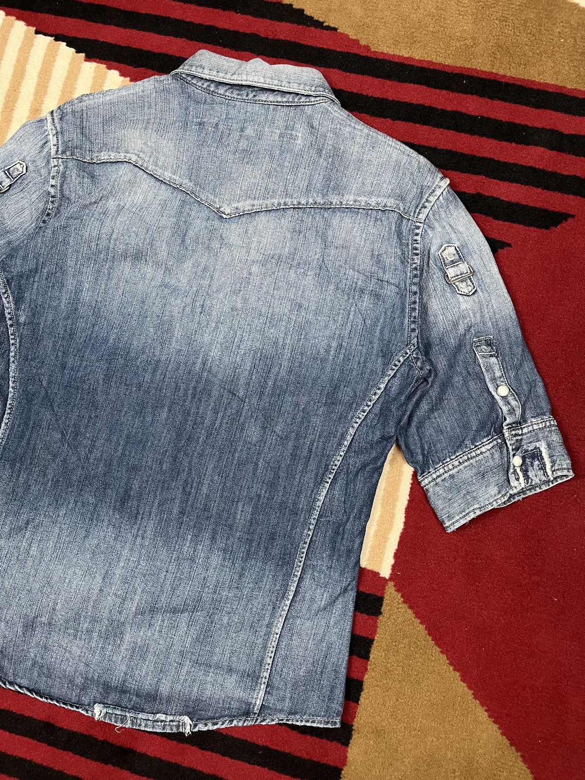 Issey Miyake × Japanese Brand × Tete Homme Plag ! Plag Tete Homme Ripped Denim Shirt Size US M / EU 48-50 / 2 - 6 Thumbnail