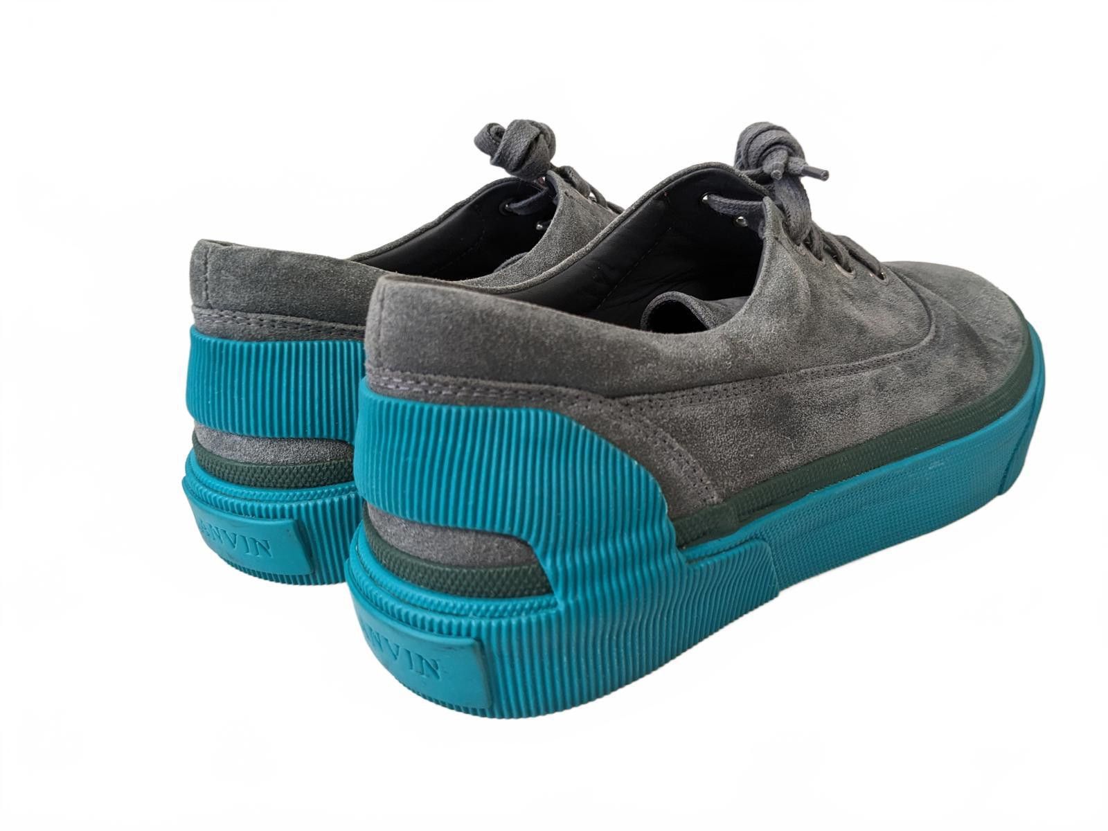 Lanvin Lanvin Spain Men Leather Curb Sneakers Chunky Gray Cyan 9 Size US 9 / EU 42 - 5 Thumbnail