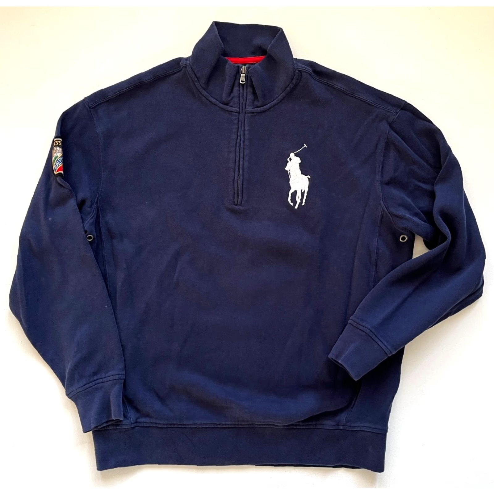 Polo Ralph Lauren VINTAGE Polo Ralph Lauren Sweater 1/4 Zip Pullover Ski Patch Navy Blue LT Large Tall Mens Size US L / EU 52-54 / 3 - 3 Thumbnail