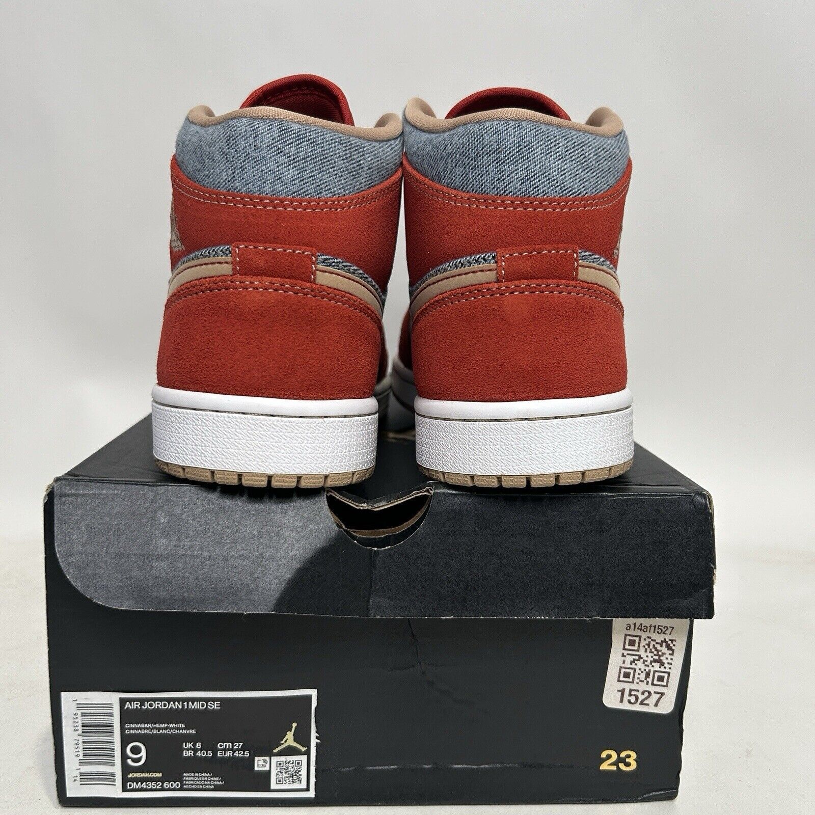 Nike Nike Air Jordan 1 Mid SE “Denim/Cinnabar Red Hemp” 2024 Size US 9 / EU 42 - 4 Thumbnail