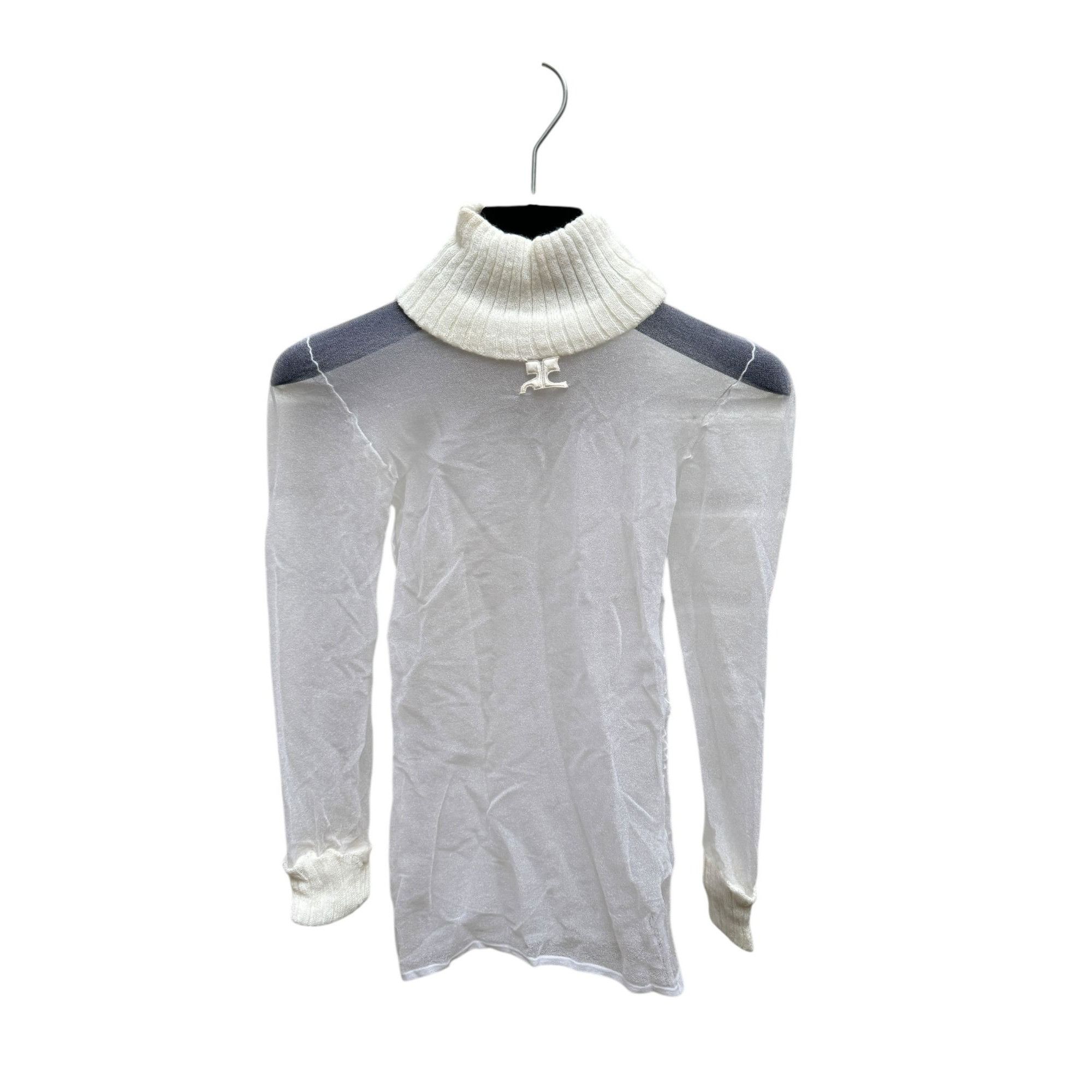 Courreges Vintage 1970s White Nylon + Wool Rib Rollneck Size XS / US 0-2 / IT 36-38 - 1 Thumbnail
